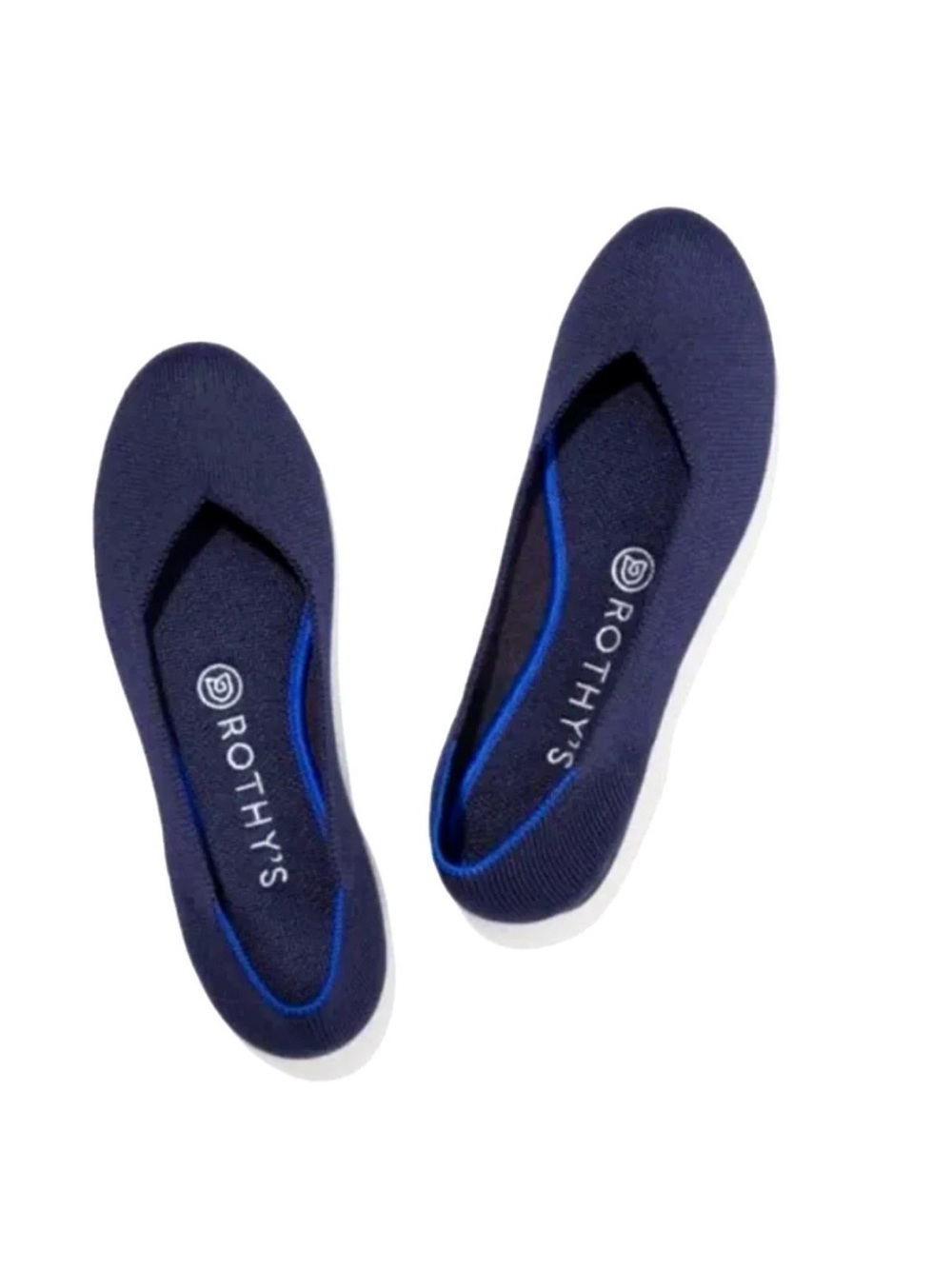 Rothys The Flat Knit Round Toe Shoes Women's 9 Maritime Navy Blue Comfort Casual